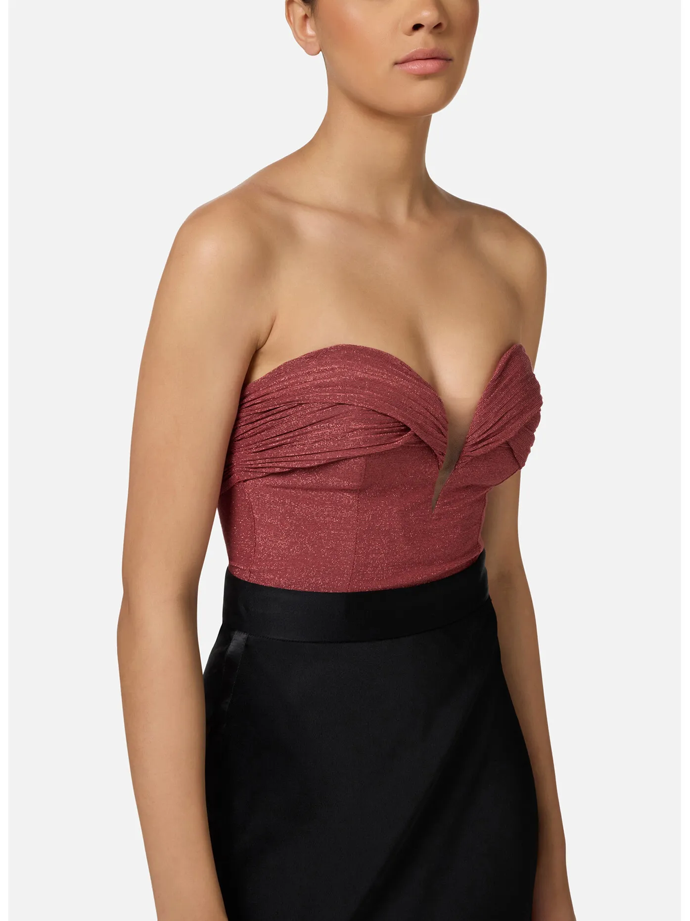     -ELISABETTA FRANCHI    -BODY IN JERSEY LUREX PLISSETTATO-