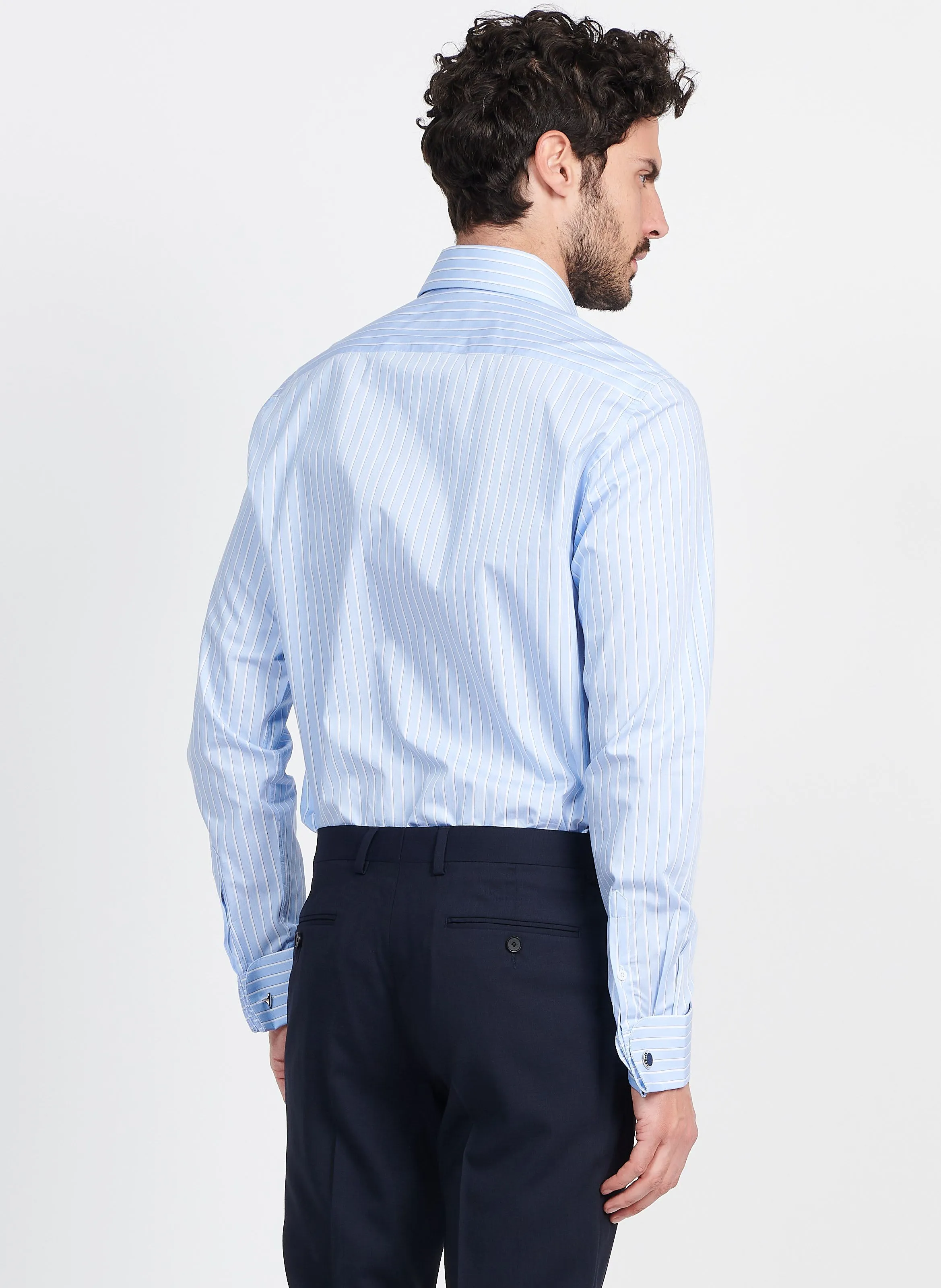  ATELIER PRIVE   Camicia collo classico regular fit a righe in cotone | Blu