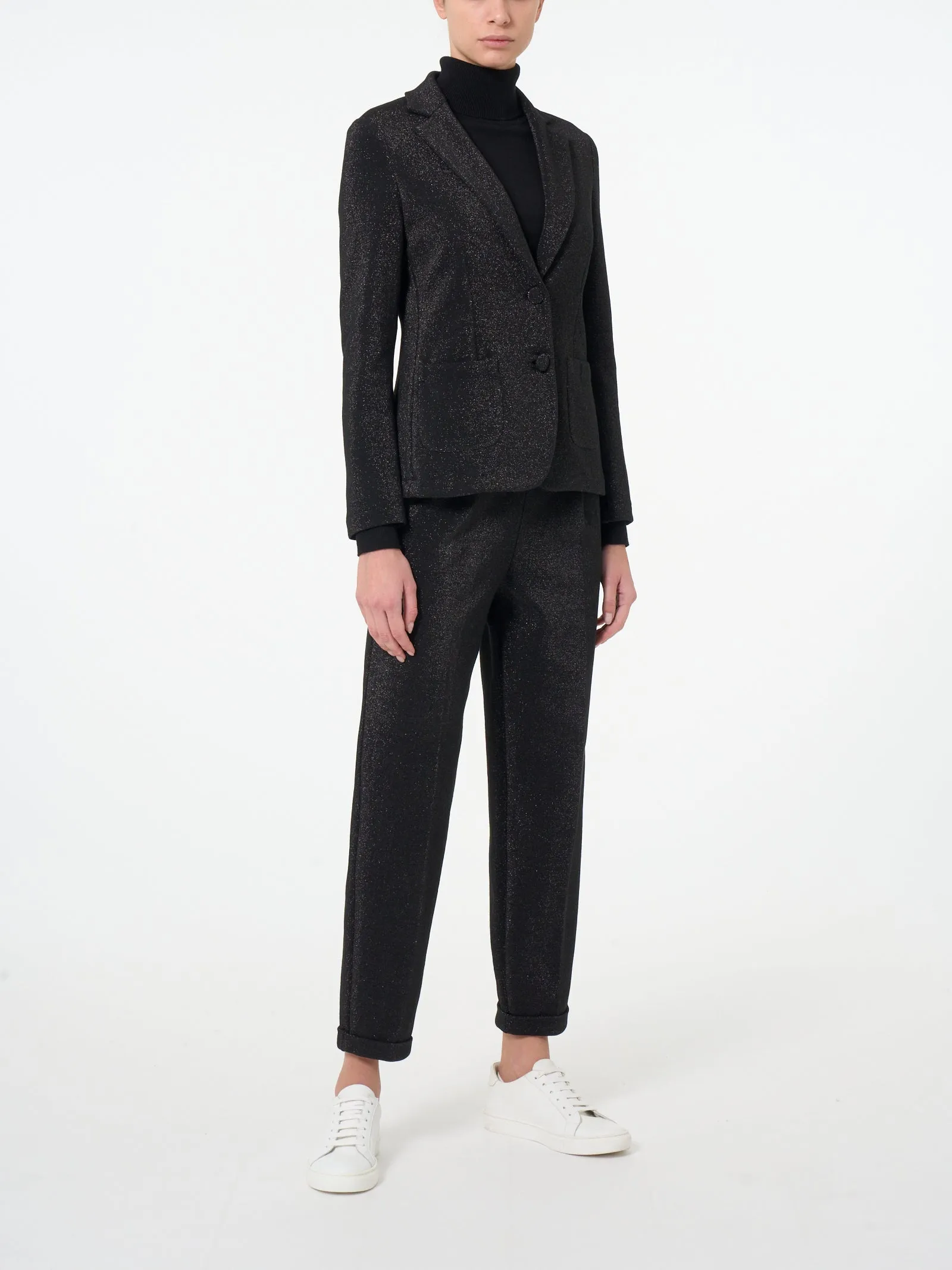 Blazer a due bottoni in tessuto Eco Jacquard - Fant.Nero