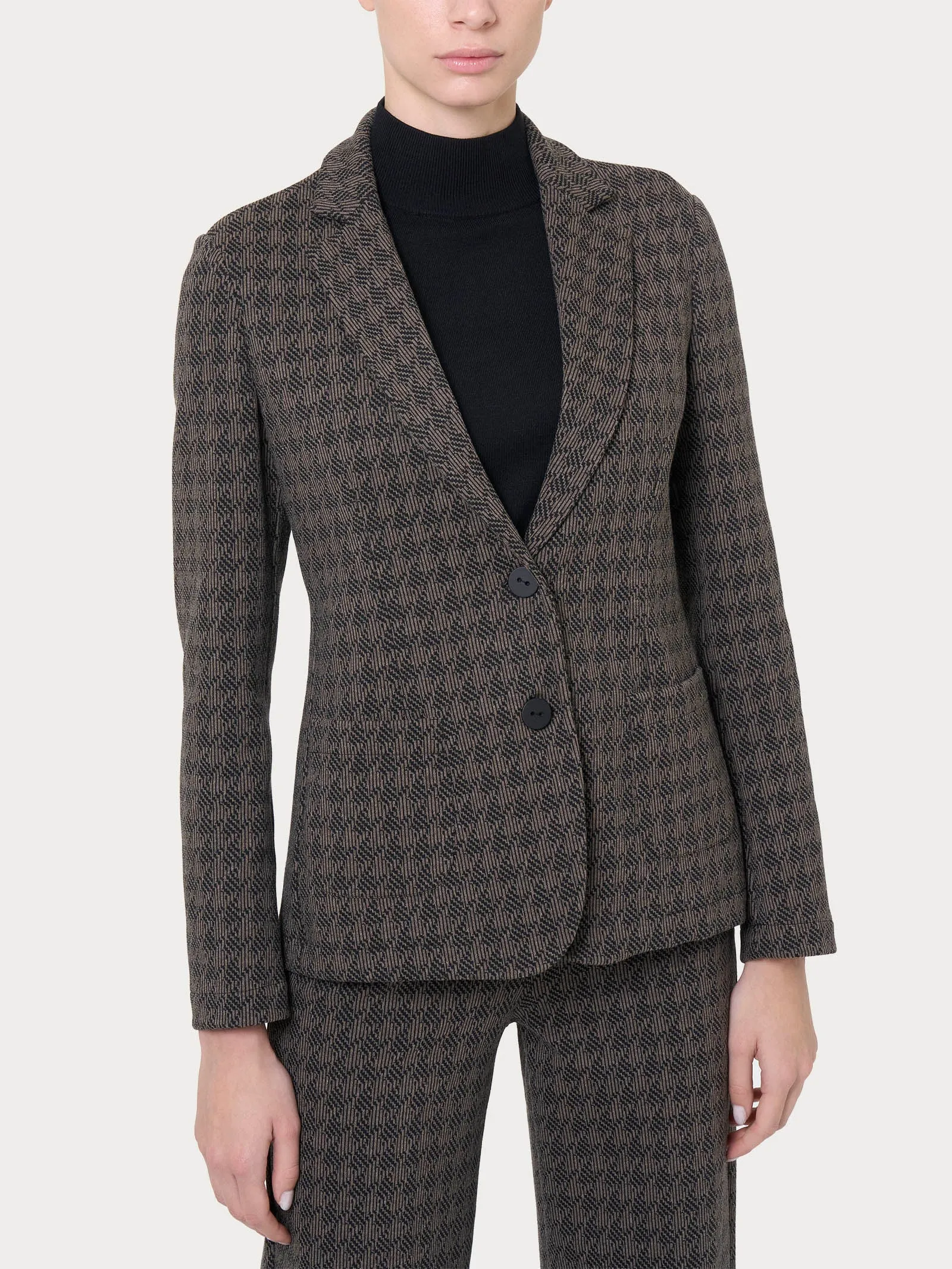 Blazer due bottoni in tessuto Eco Jacquard - Fant. Pine Bark