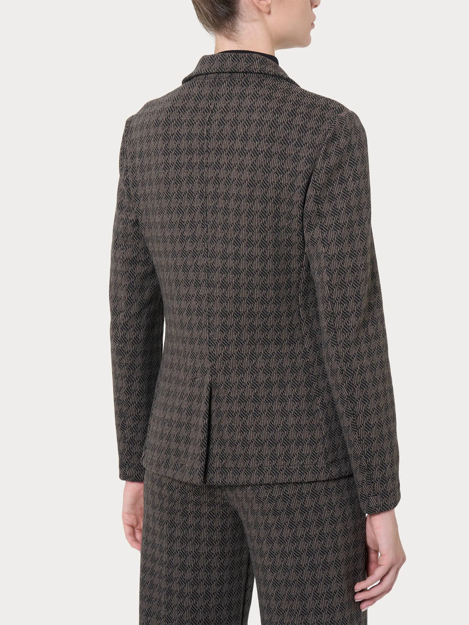 Blazer due bottoni in tessuto Eco Jacquard - Fant. Pine Bark