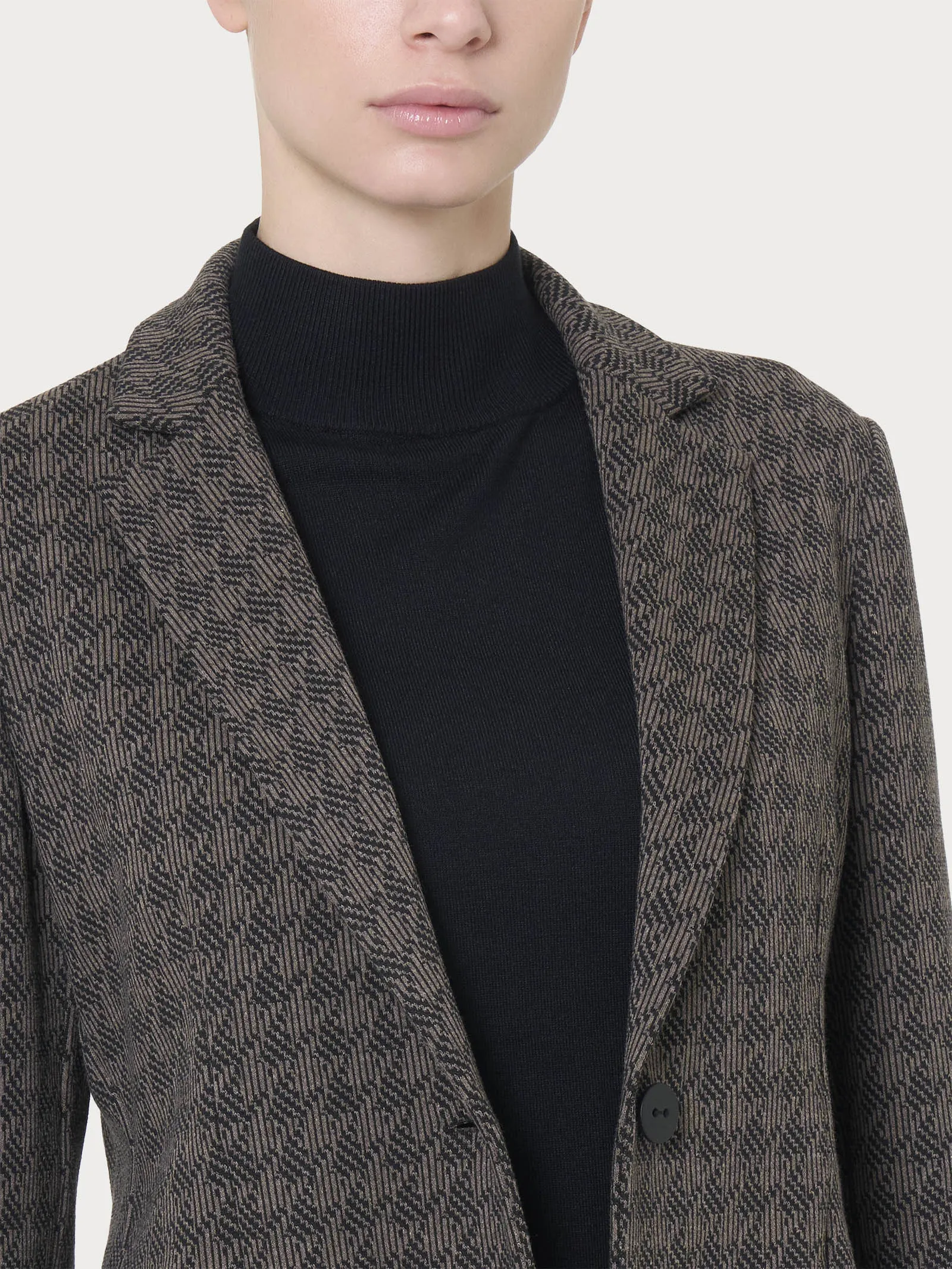 Blazer due bottoni in tessuto Eco Jacquard - Fant. Pine Bark