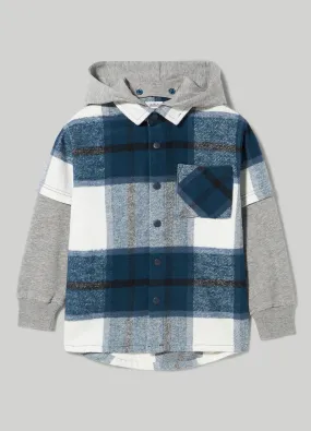 BLUKIDS  Camicia in flanella di cotone con cappuccio bambino