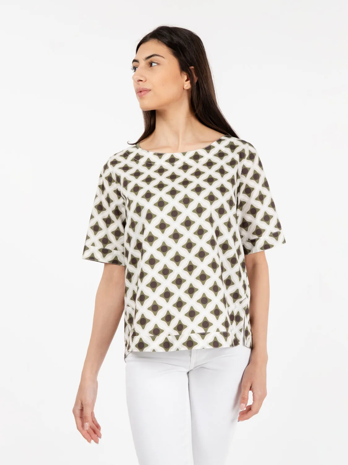 Blusa stampa stelle militare