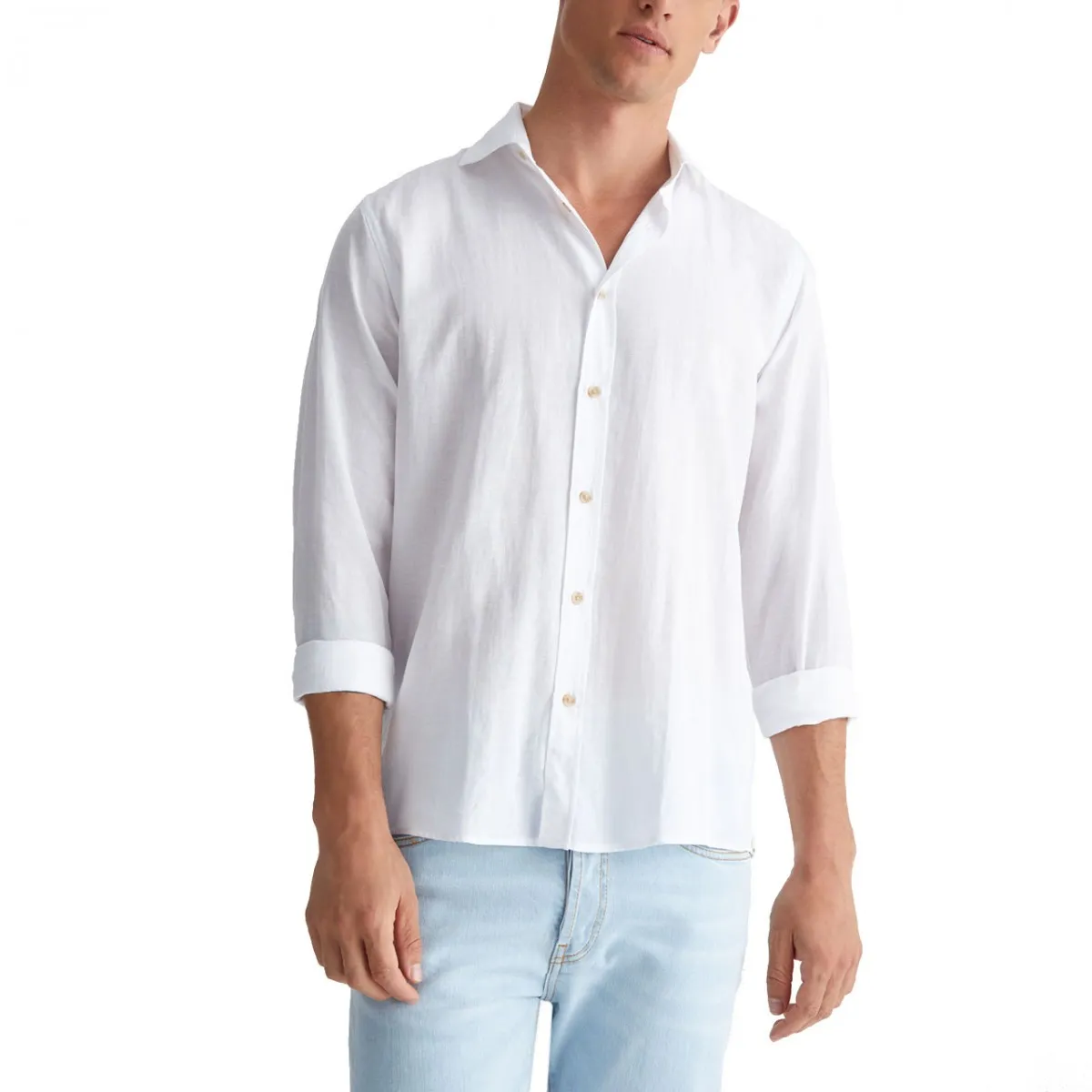 Camicia Collo Francese Misto Lino