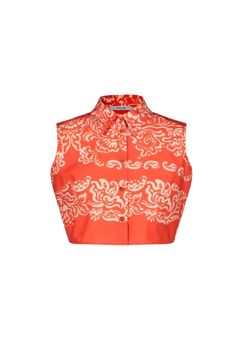 Camicia cropped in cotone con stampa