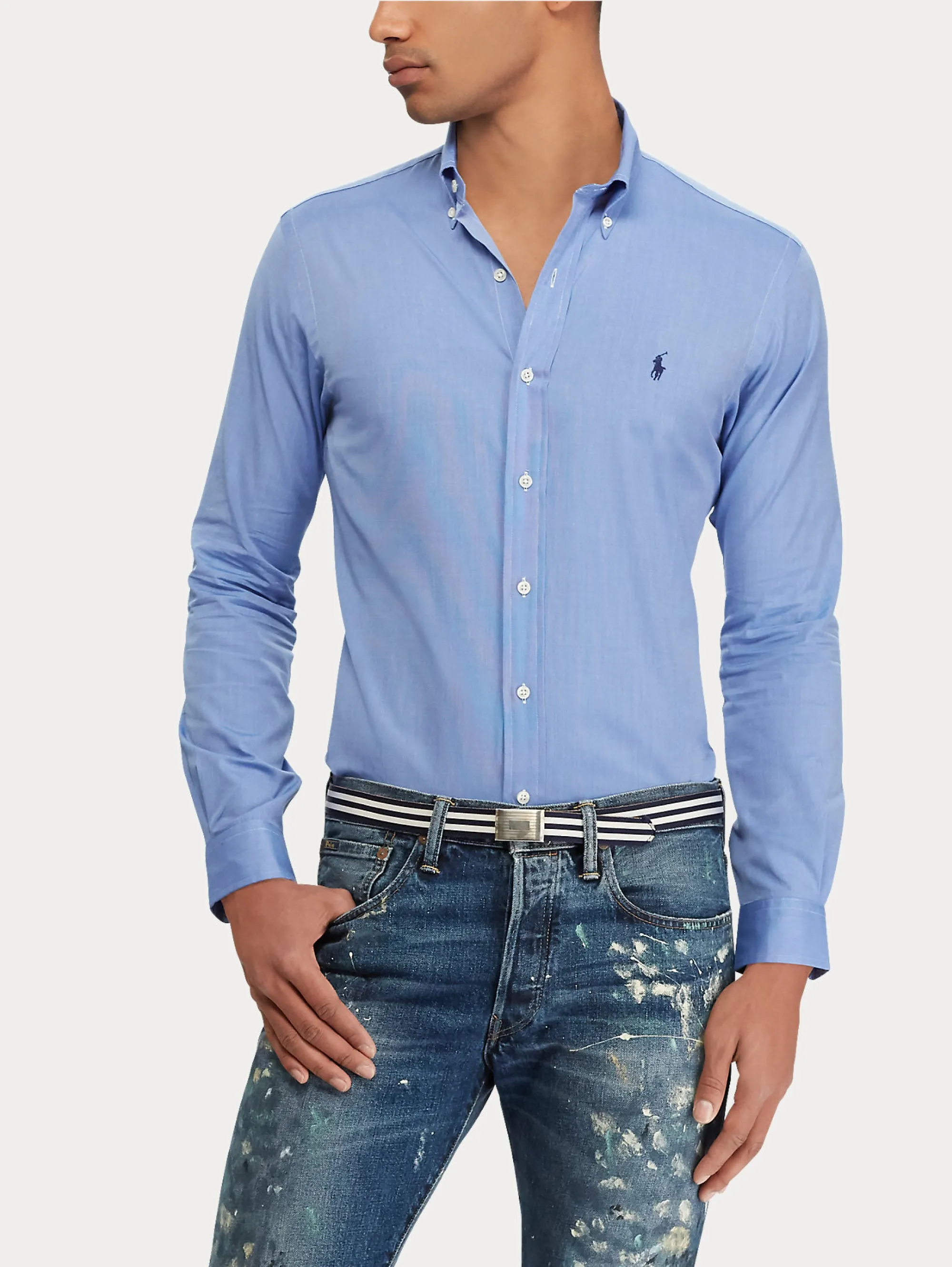 Camicia in Popeline Celeste