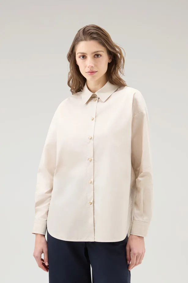 Camicia in popeline di puro cotone                                                                                Light Oak