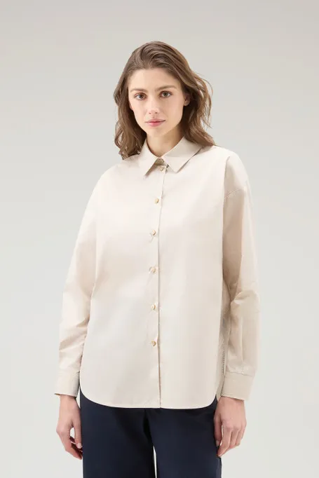 Camicia in popeline di puro cotone                                                                                Light Oak