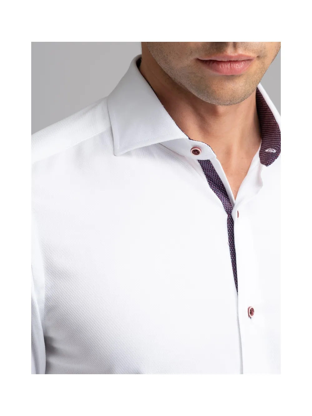 Camicia uomo bianca armaturata collo semifrancese