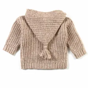 Cardigan Beige Con Cappuccio Baby Unisex