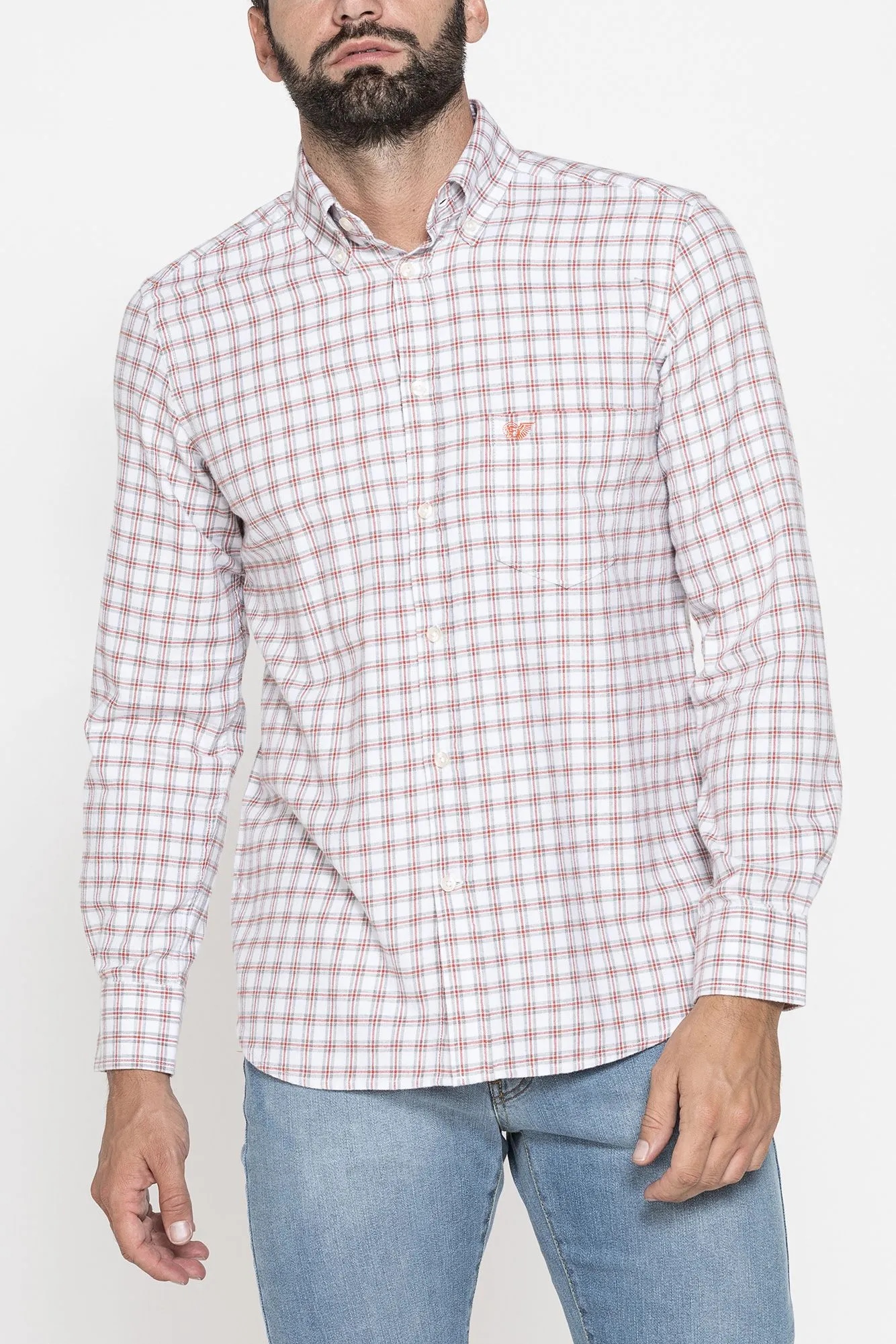 Carrera  ---------    ------------Camicia fantasia in flanella leggera con pregiato filato melange - fantasia in tinto filo a qu