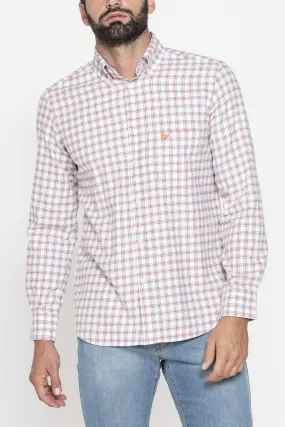 Carrera  ---------    ------------Camicia fantasia in flanella leggera con pregiato filato melange - fantasia in tinto filo a qu