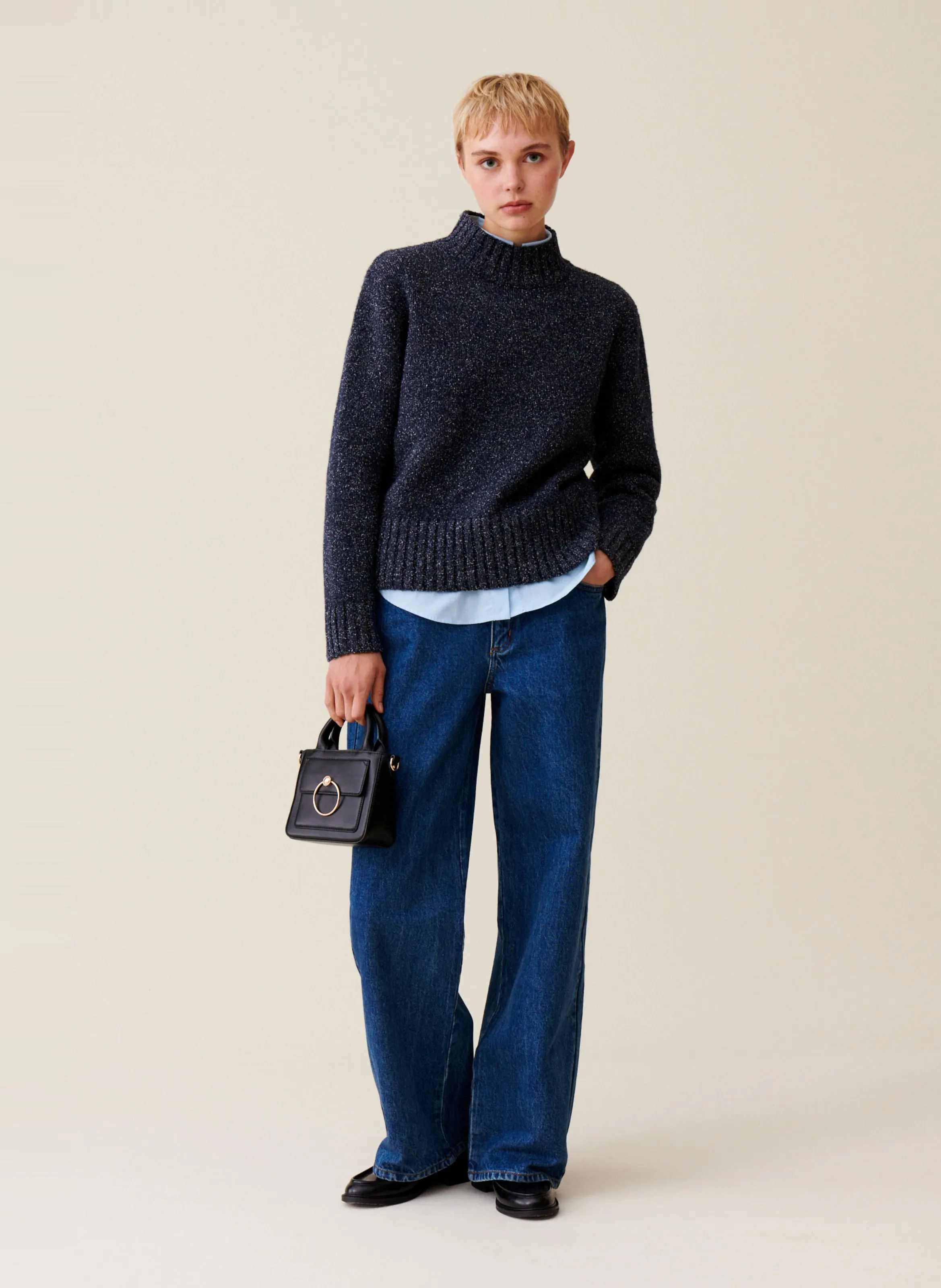  CLAUDIE PIERLOT   Maglione a collo alto in lana e seta mista | Blu