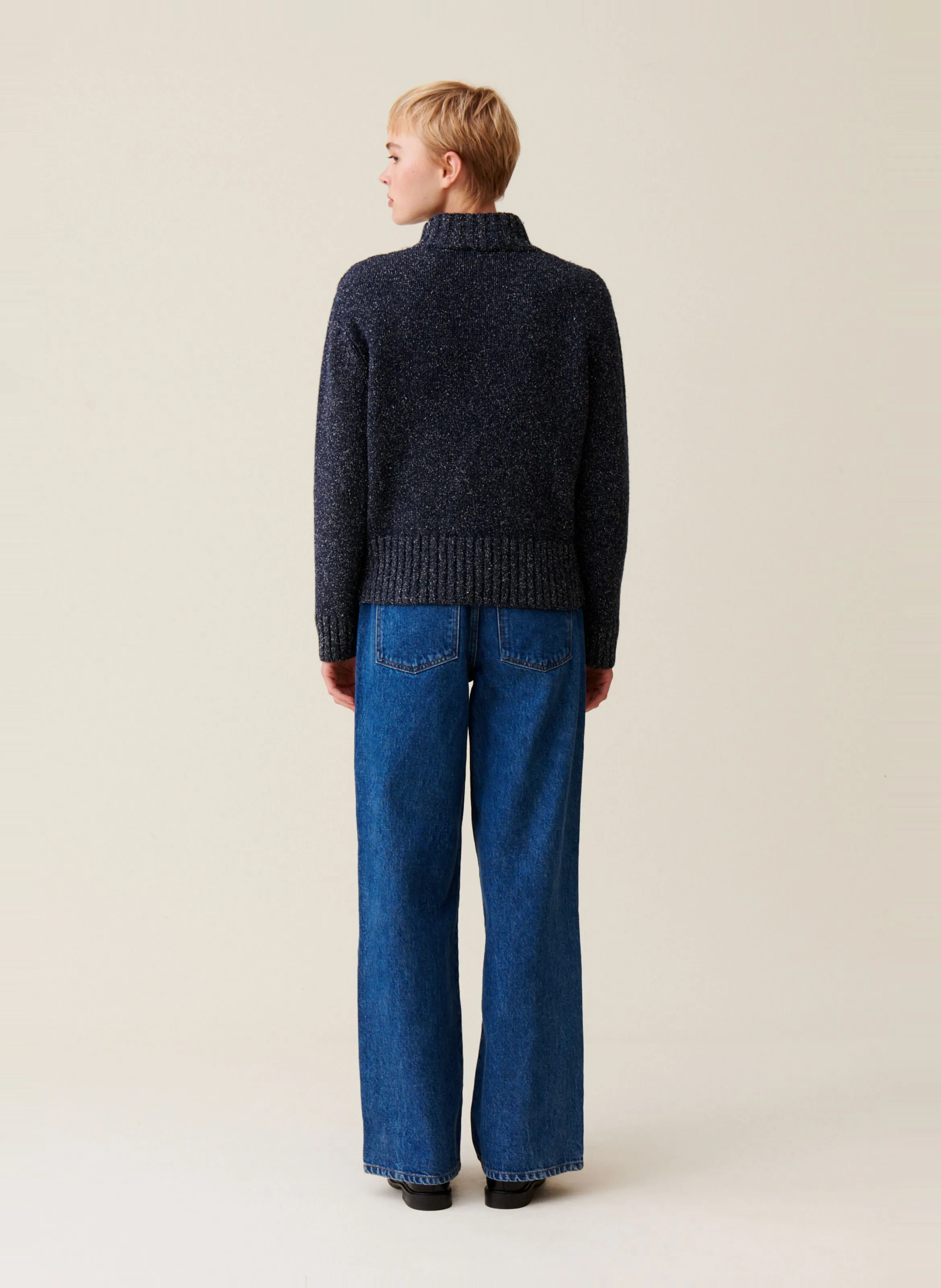  CLAUDIE PIERLOT   Maglione a collo alto in lana e seta mista | Blu