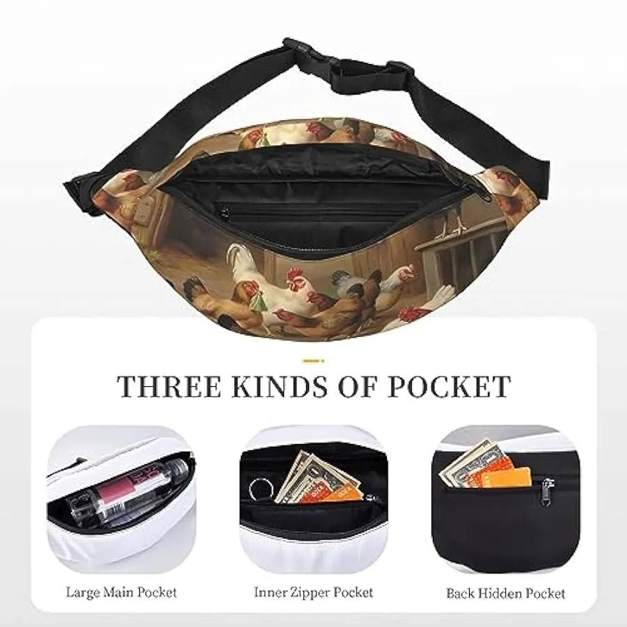 Farm Chickens Fanny Pack per le donne uomini marsupio cintura regolabile casual petto borsa marsupione per viaggi escursionismo 