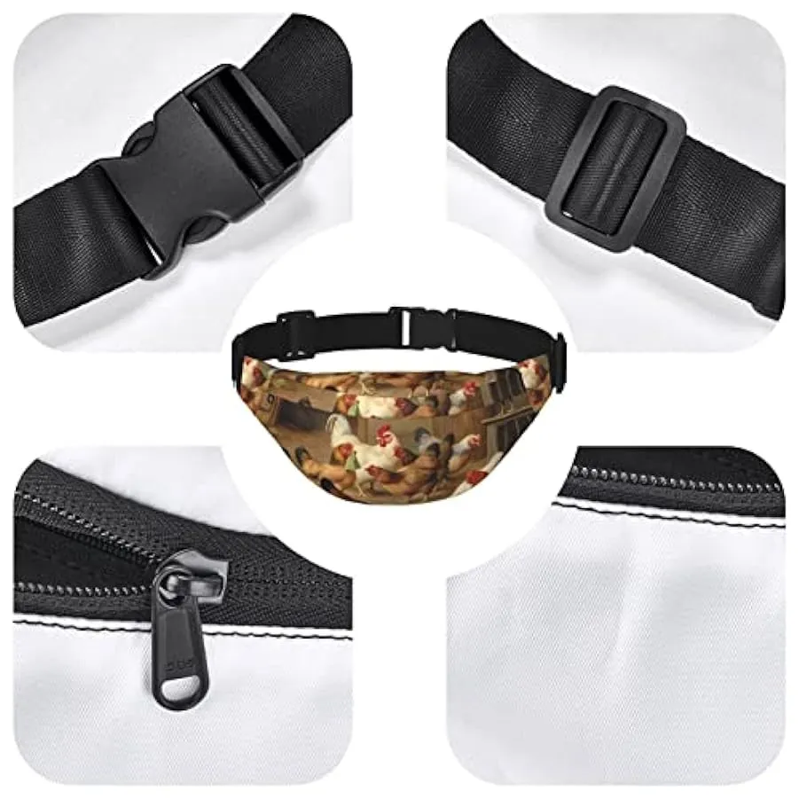 Farm Chickens Fanny Pack per le donne uomini marsupio cintura regolabile casual petto borsa marsupione per viaggi escursionismo 