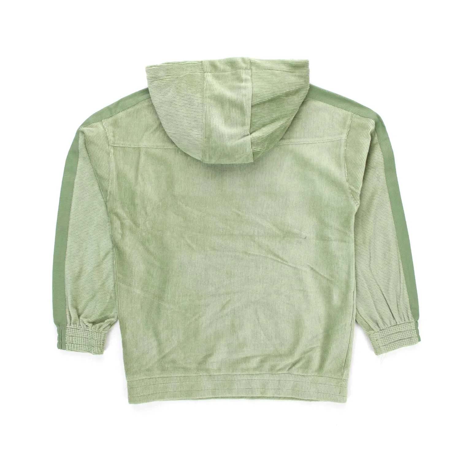 Felpa Hoodie Corduroy Verde Acqua Bambino E Teen