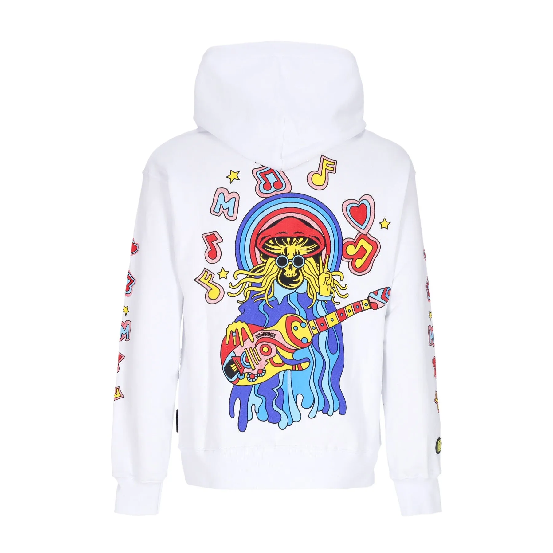 Felpa Leggera Cappuccio Uomo Happy Guitar Hoodie White