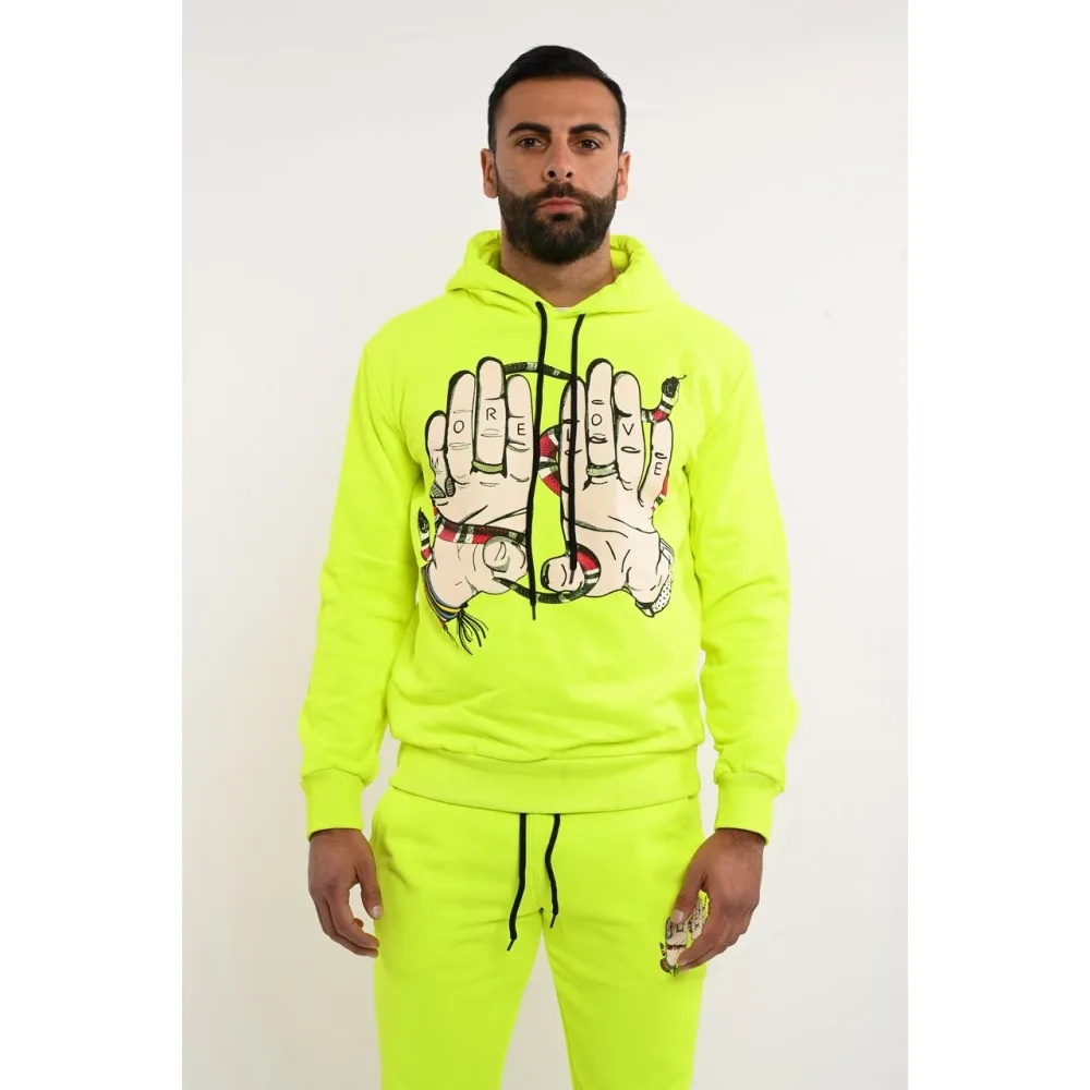 Felpa uomo more love fluo