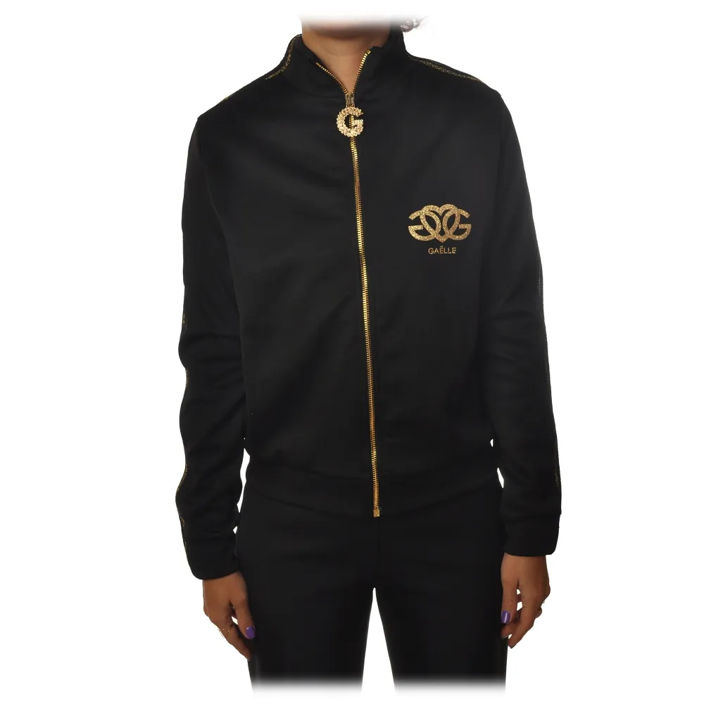 Gaëlle Paris - Felpa Collo Alto con Zip - Nero - Felpa - Made in Italy - Luxury Exclusive Collection