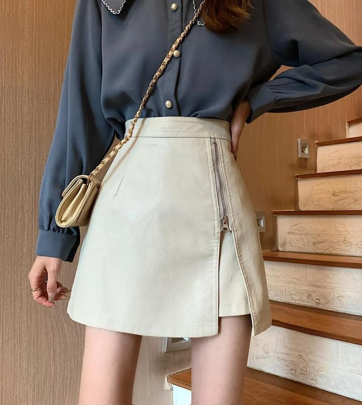 Gonne in pelle PU con cerniera laterale sottile nera Pantaloncini da donna 2022 Pantaloncini gonne corte da donna casual a vita