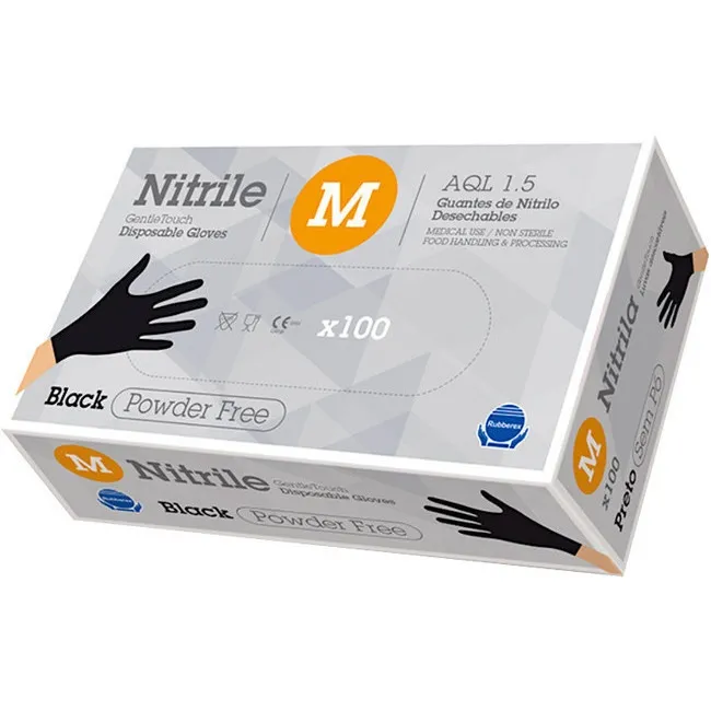 Guanti in nitrile nero taglia M - Rubberex - 100 pz.