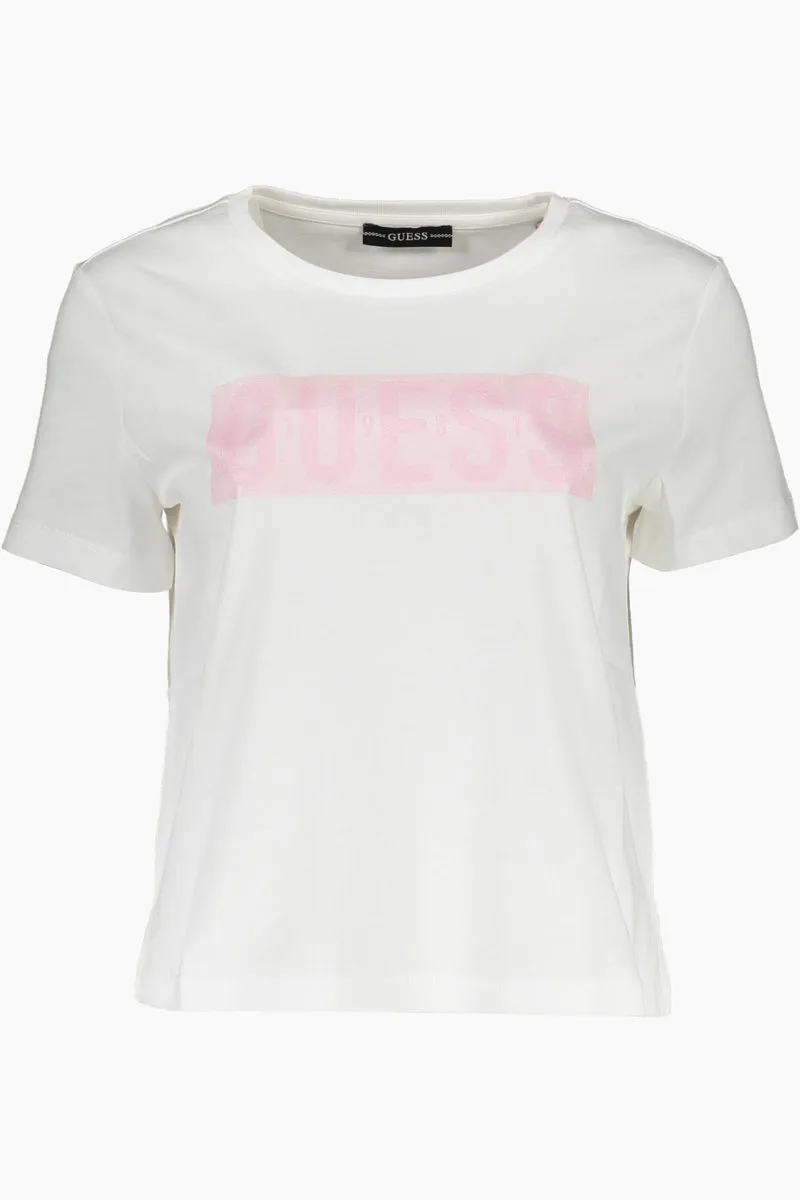 GUESS JEANS T-SHIRT MANICHE CORTE DONNA BIANCO