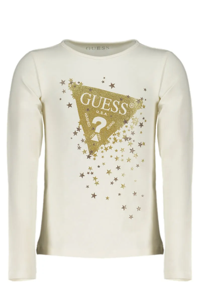GUESS JEANS T-SHIRT MANICHE LUNGHE BAMBINA BIANCO