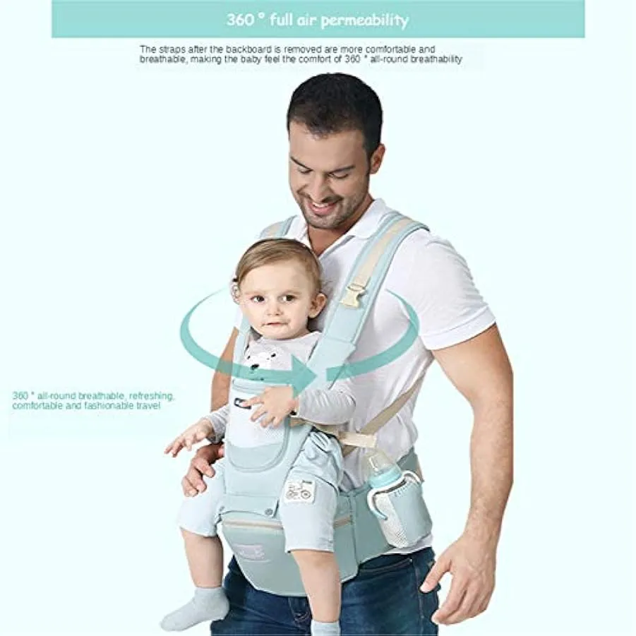 HWZZ Seggiolino Multifunzionale per La Vita del Bambino Marsupio Ergonomico in Cotone Staccabile I Genitori del Marsupio Portano