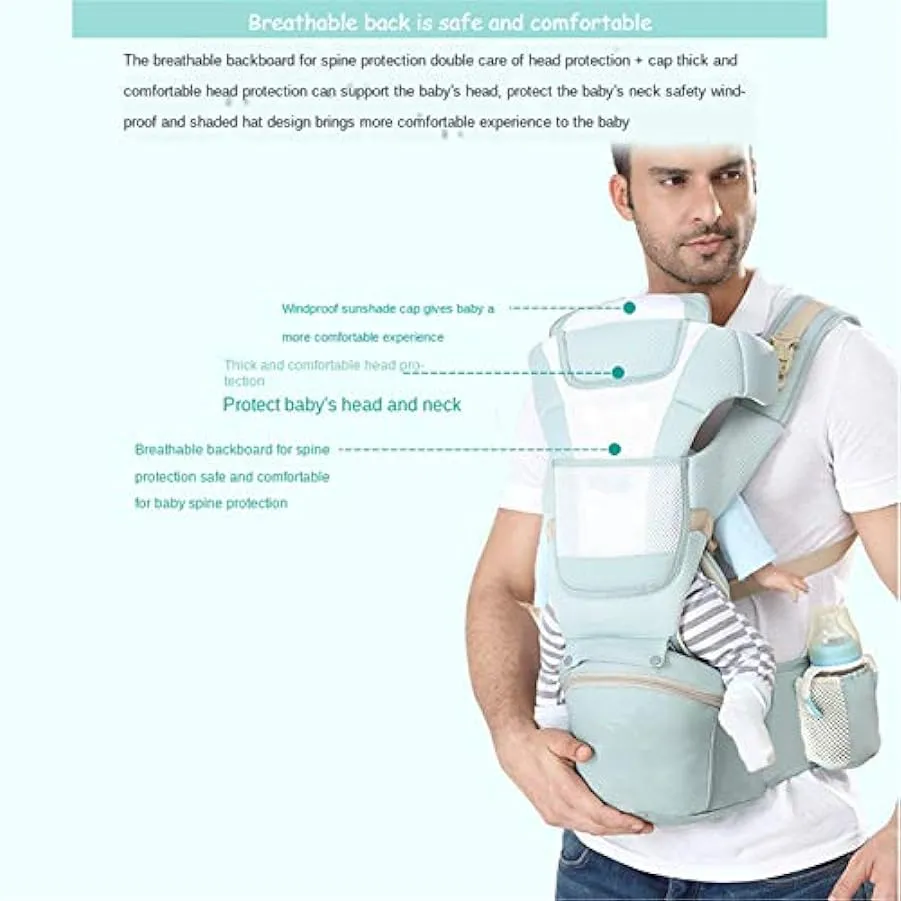 HWZZ Seggiolino Multifunzionale per La Vita del Bambino Marsupio Ergonomico in Cotone Staccabile I Genitori del Marsupio Portano