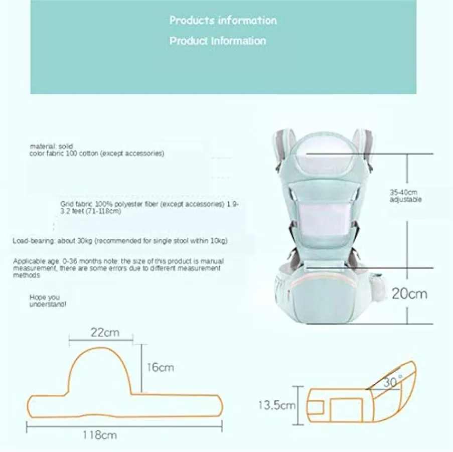 HWZZ Seggiolino Multifunzionale per La Vita del Bambino Marsupio Ergonomico in Cotone Staccabile I Genitori del Marsupio Portano