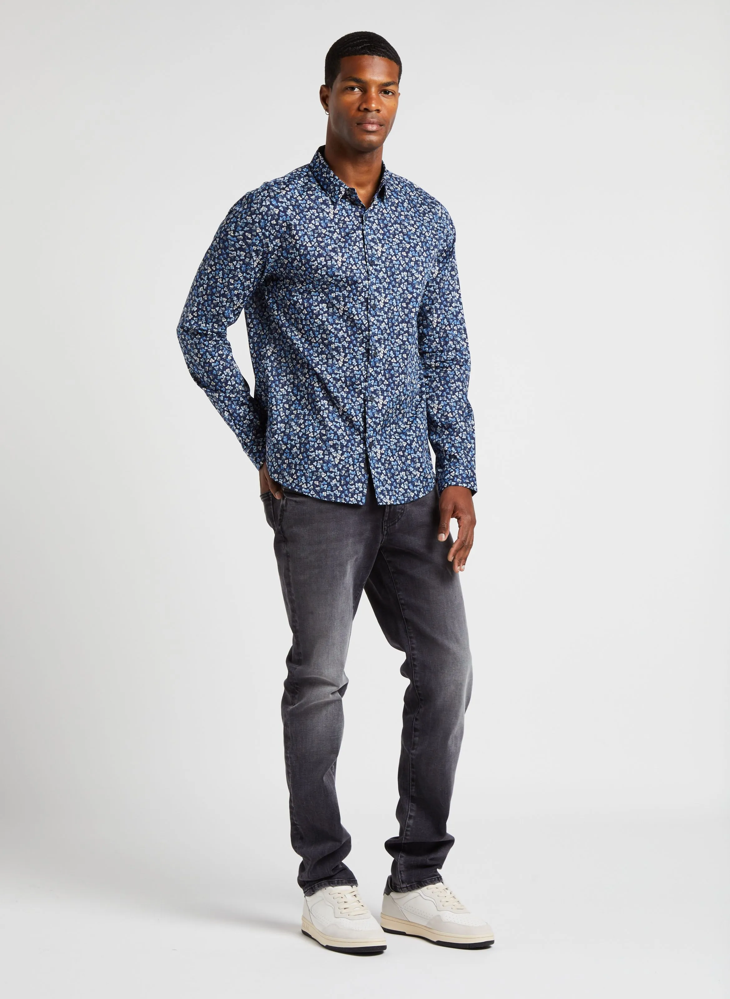  IKKS   Camicia slim fit in cotone stampato | Blu