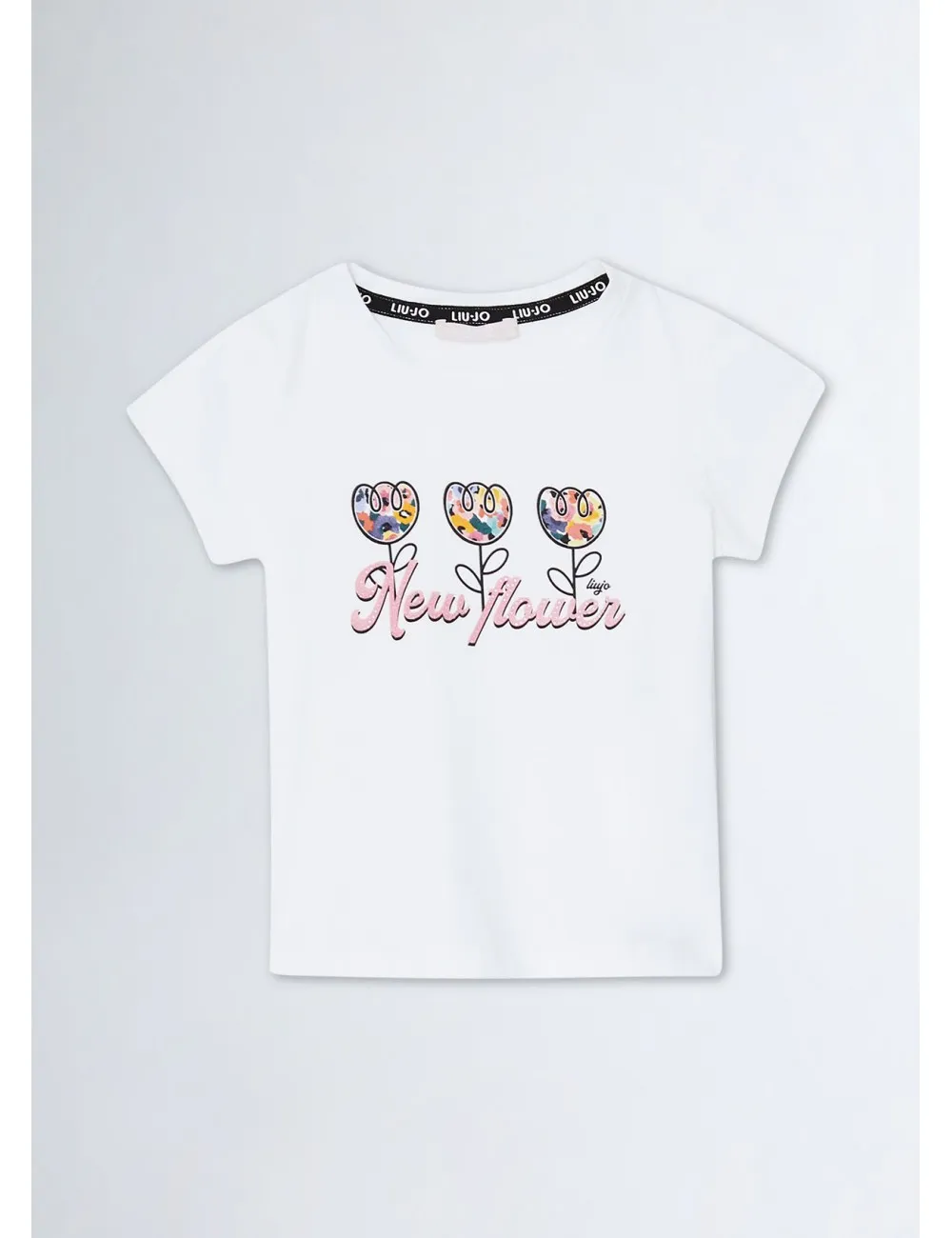 KA3072 T SHIRT LIU JO BAMBINA KIDS MAGLIA MAGLIETTA CON LOGO E STAMPA A FIORI