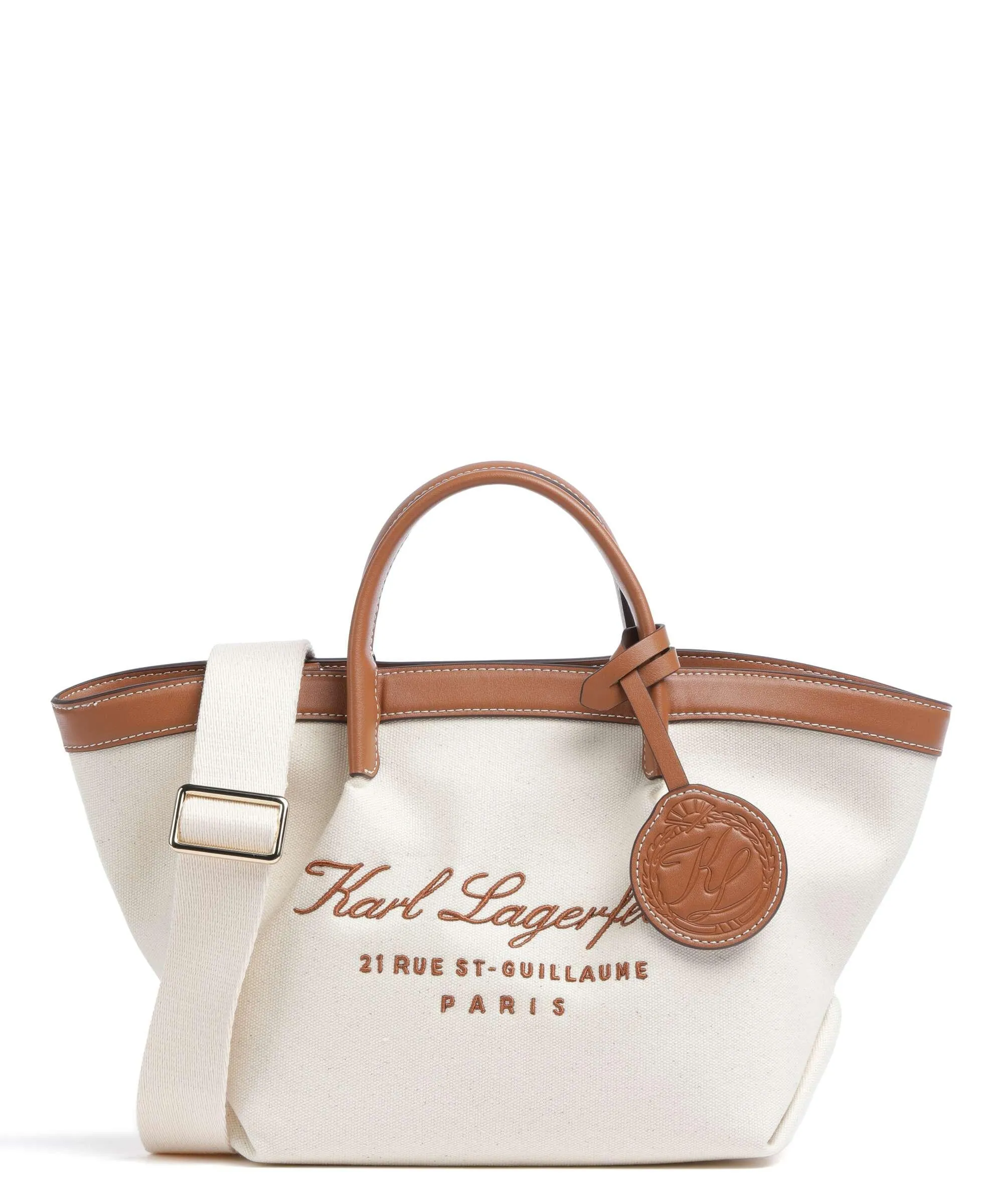  Karl Lagerfeld Hotel Karl Small Borsa a mano cotone avorio/marrone  