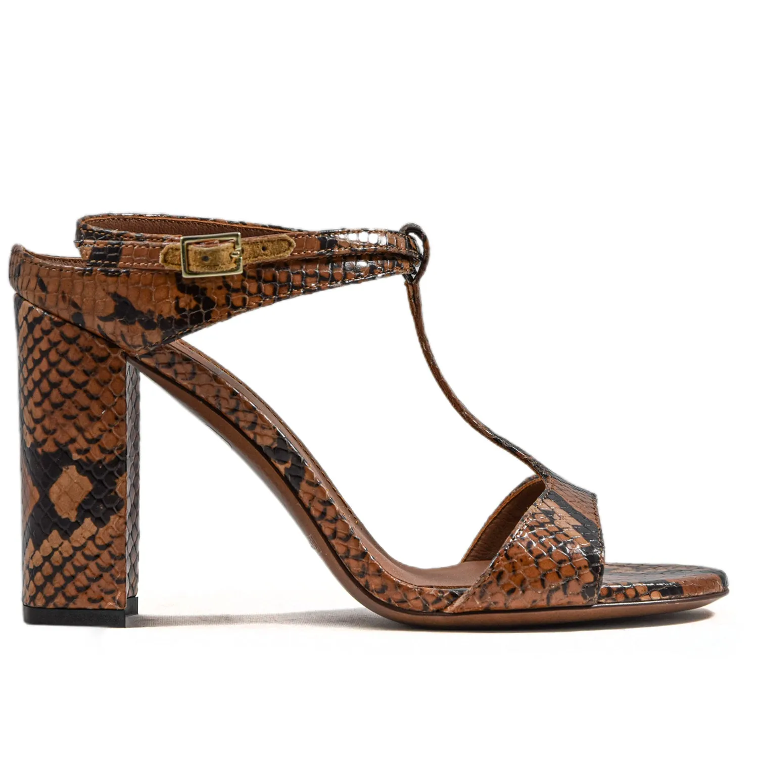 L'Autre Chose Sandali Donna Open-Toe Snake Cuoio E Nero