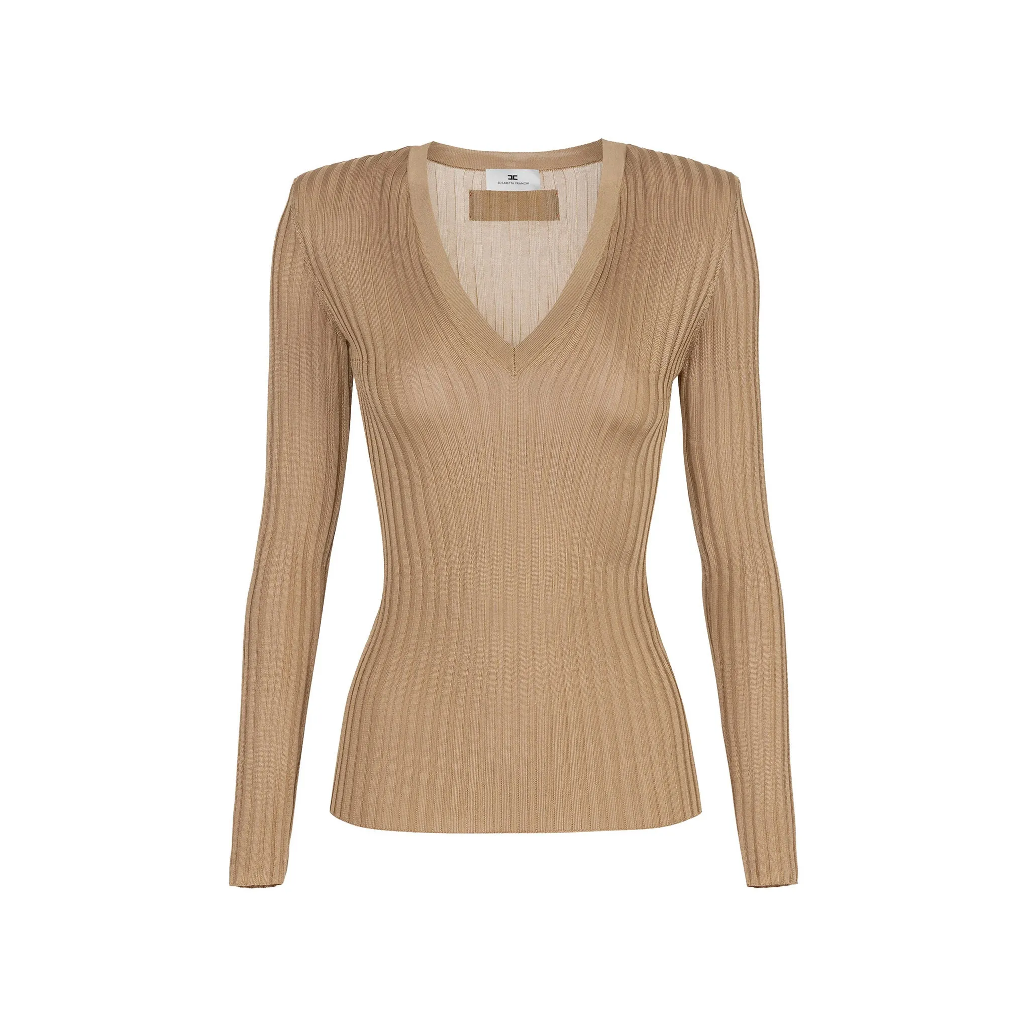 Maglia Donna Beige a coste