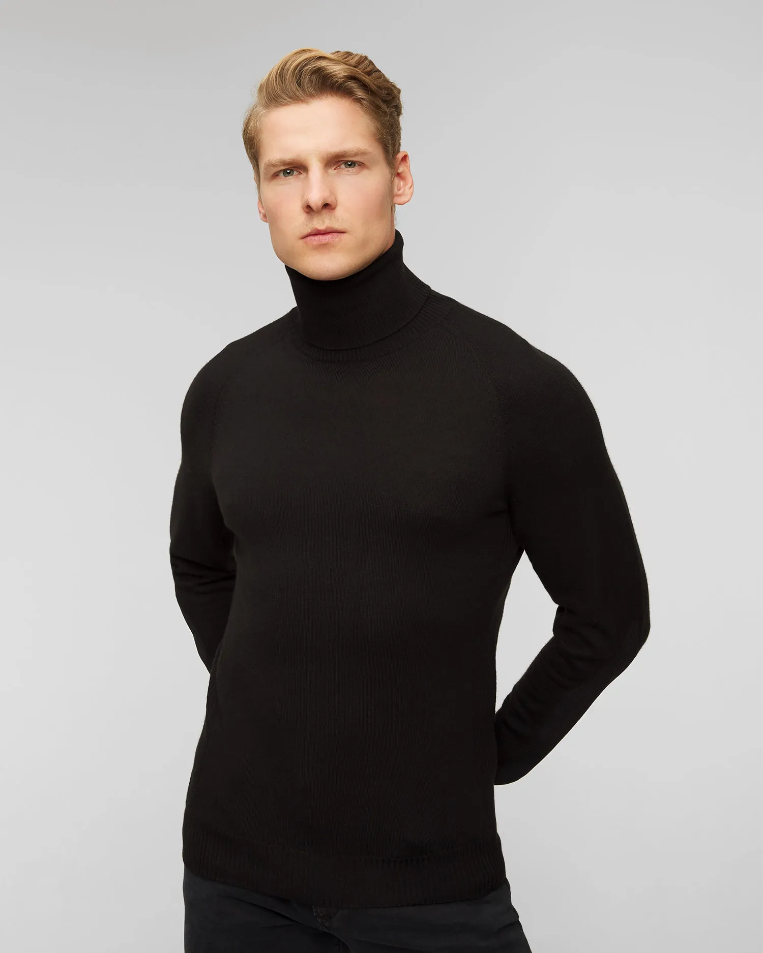 Maglione a collo alto nero in lana da uomo Sease kt038xg004-n61