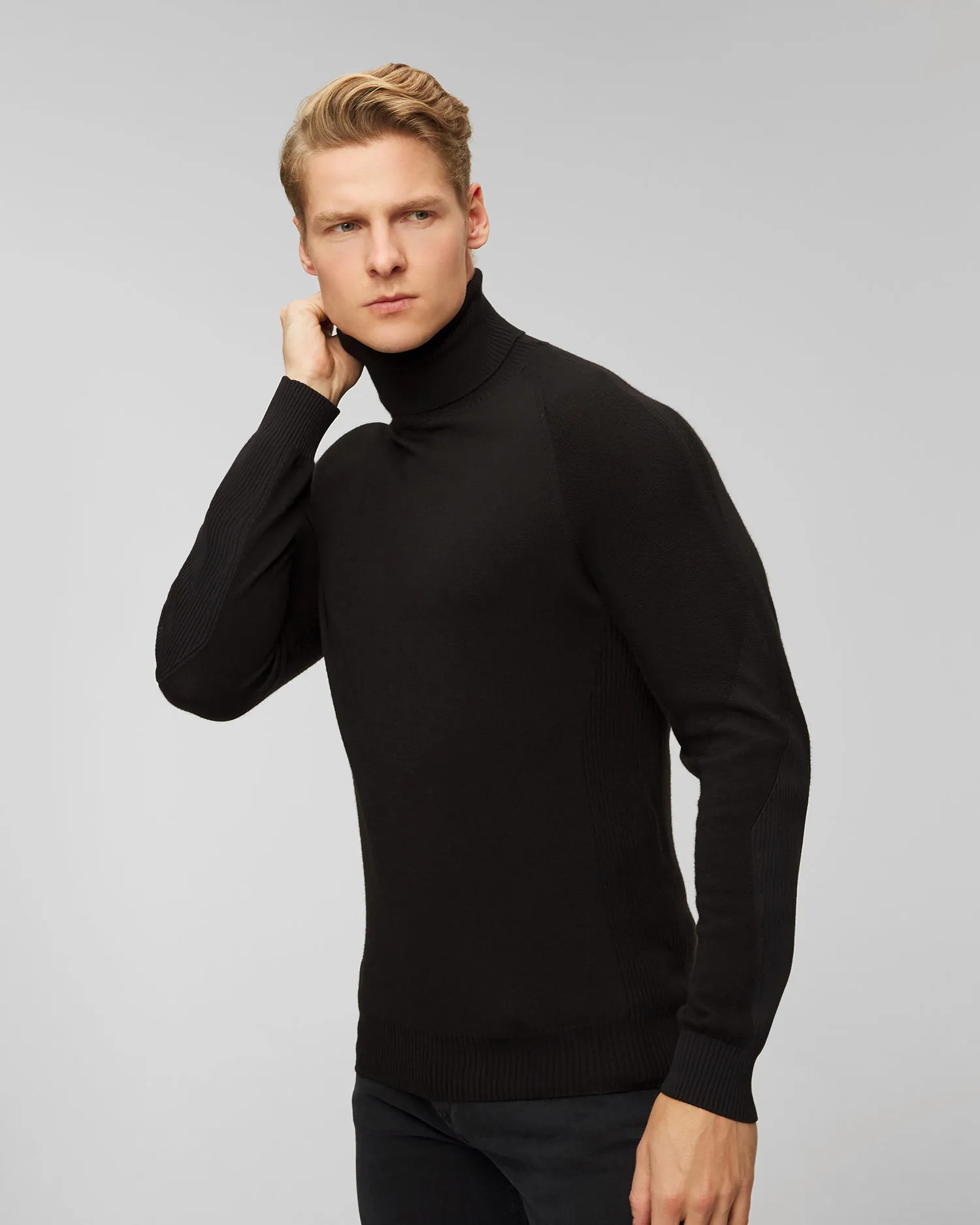 Maglione a collo alto nero in lana da uomo Sease kt038xg004-n61