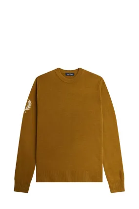 MAGLIONE GIROCOLLO UOMO FRED PERRY DARK CARAMEL