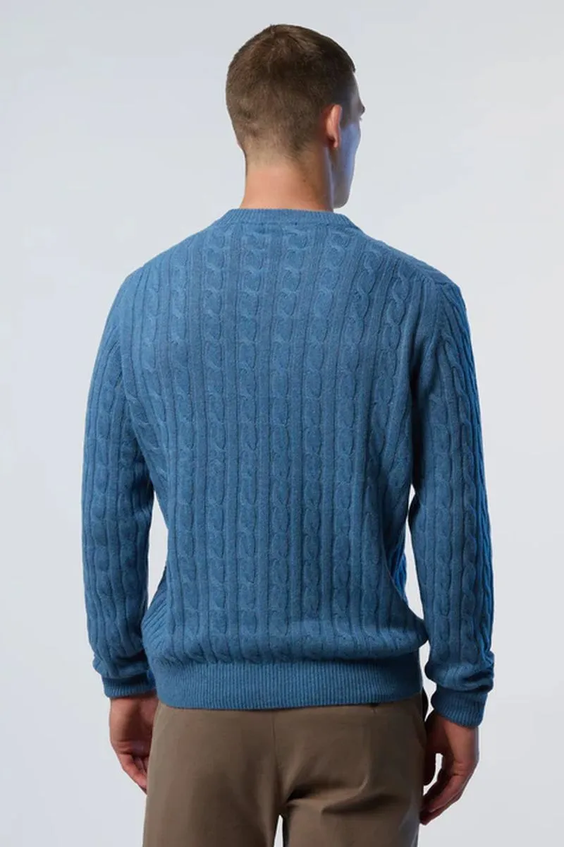 Maglione in cashmere a trecce uomo Azzurro