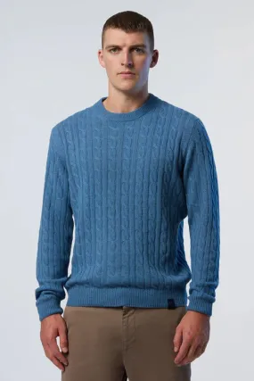 Maglione in cashmere a trecce uomo Azzurro