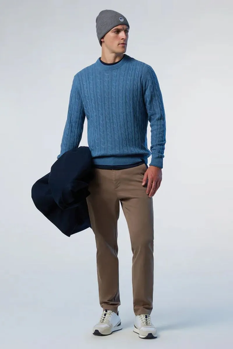 Maglione in cashmere a trecce uomo Azzurro