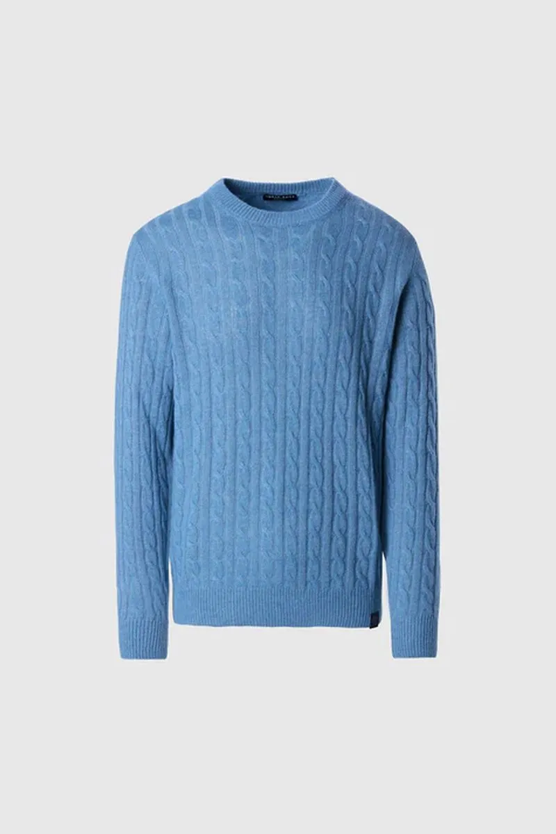 Maglione in cashmere a trecce uomo Azzurro