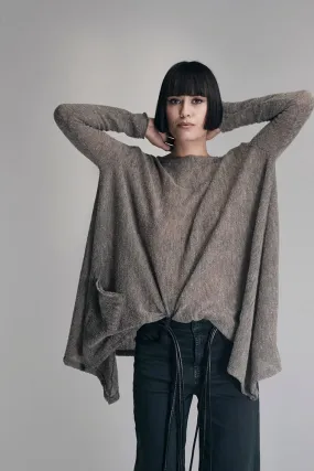 Maglione oversize in lana grigia