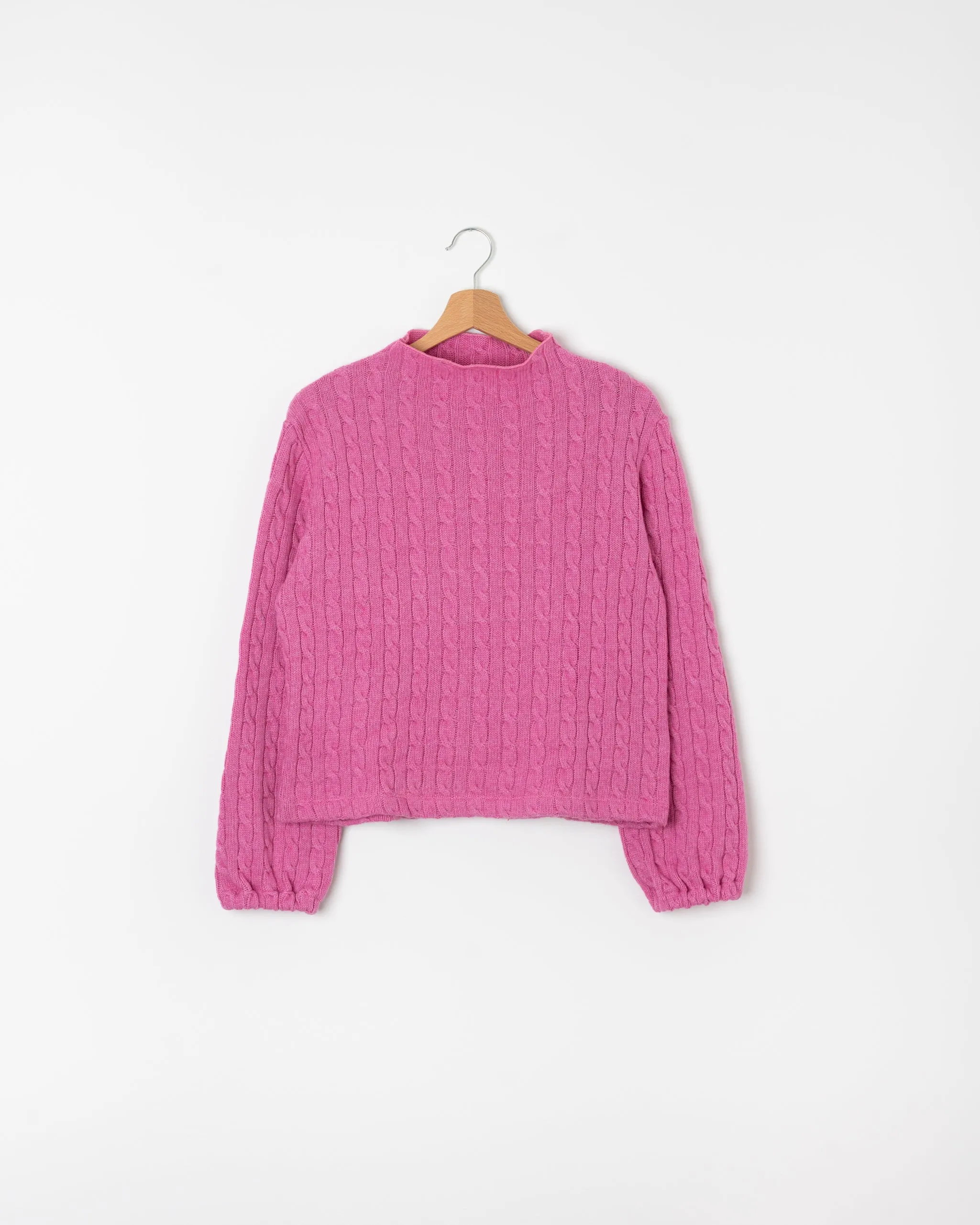 MAGLIONE TRECCE lana rosa bubblegum