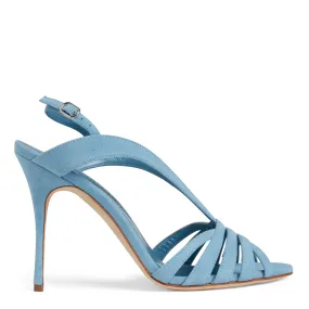 MANOLO BLAHNIK  Sandali Sardina in suede azzurri