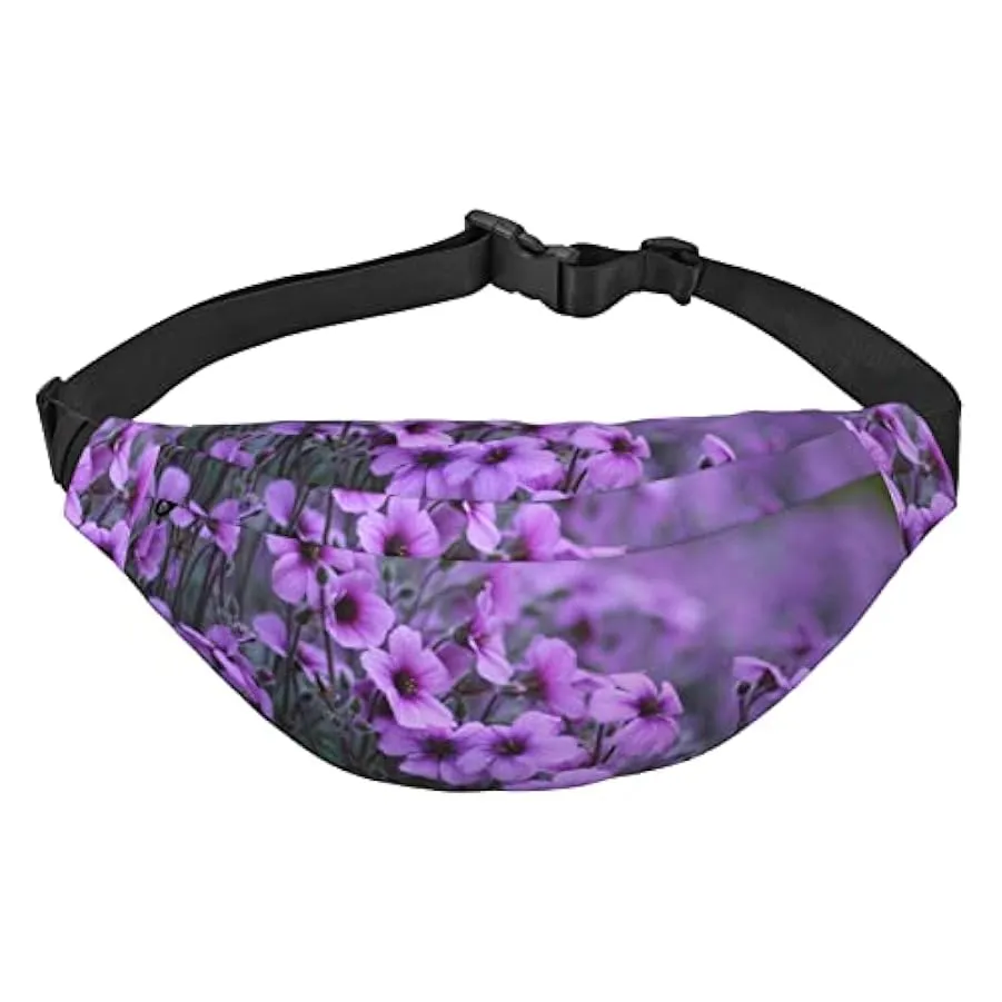 Marsupio con bouquet di lavanda, per donne e uomini, cintura regolabile, stile casual, per viaggi, escursionismo, marsupio, Nero