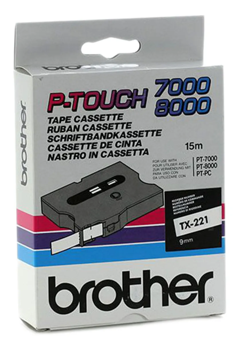 Nastro per etichettatrici Brother 6 mm x 15 m Nero su Bianco