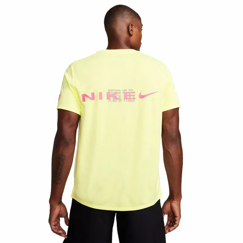 Nike Maglia Running Mm Miler Hakone Lime Rosa Uomo